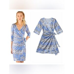 Gretchen Scott Jersey Wrap It Up Dress XS Haveli Periwinkle Coastal Euro Summer